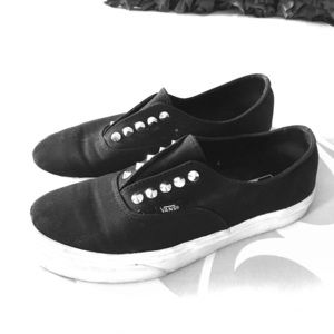 Vans black with silver spikes-size 8